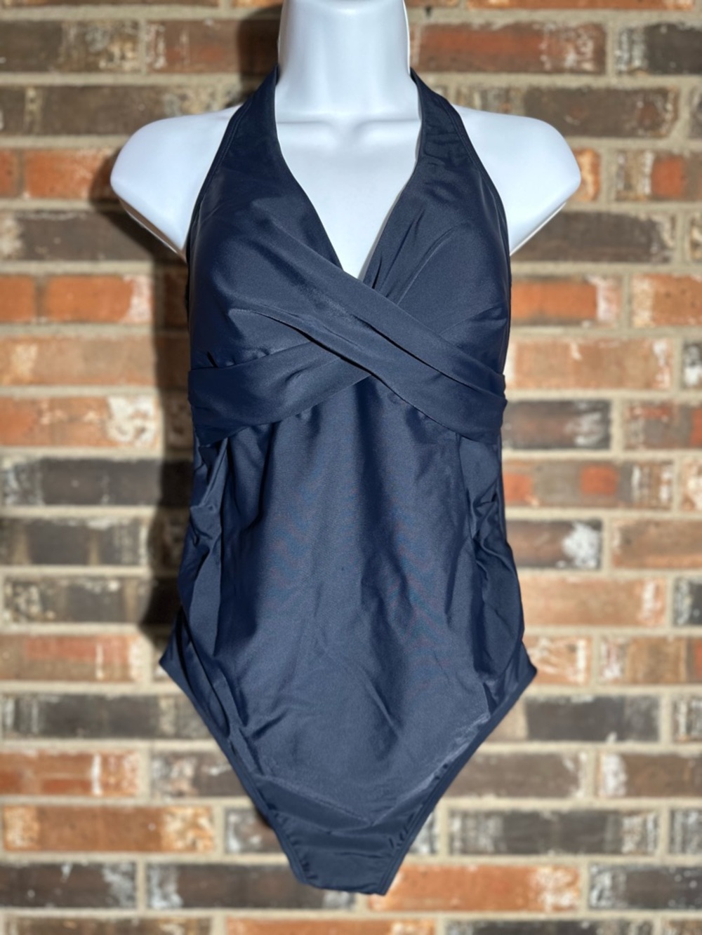 Navy Maternity Halter One-Piece Swimsuit